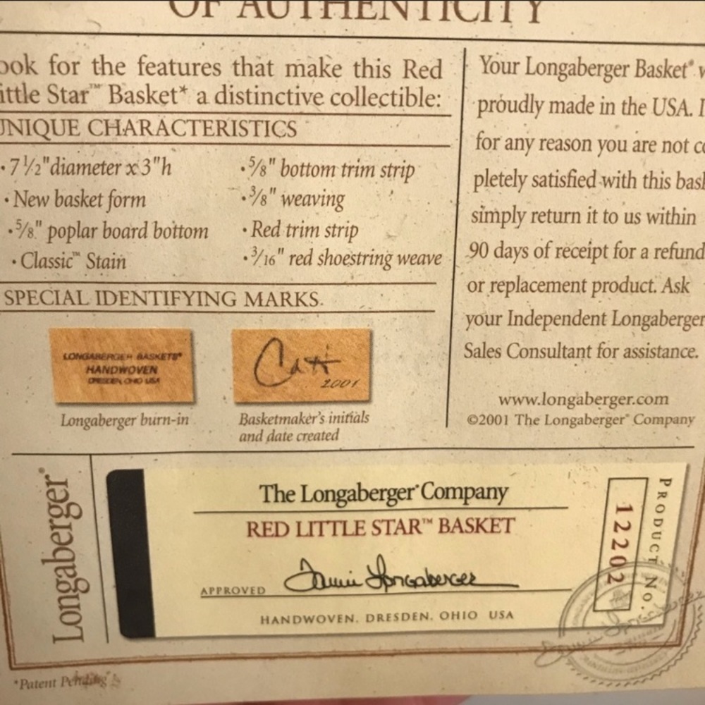 2 Longaberger Handwoven Baskets 1 Star Shape with Red Trim & 1 Gorgeous Bowl - Picture 10 of 10